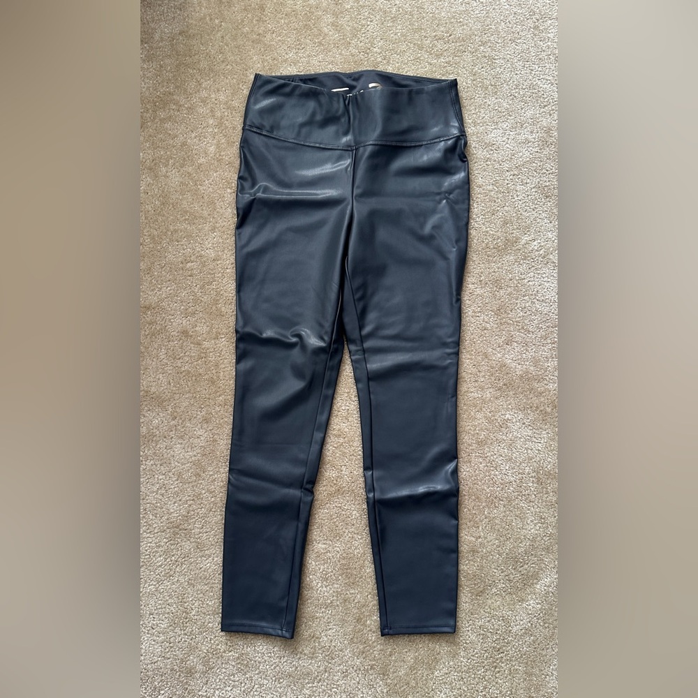 Gray Faux Leather Leggings